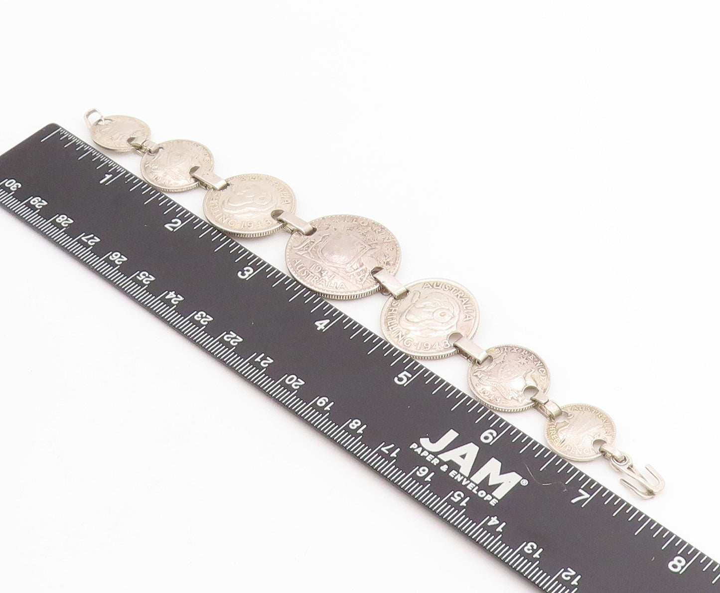 925 Sterling Silver Vintage Bracelet Antique Australian Florin Coin  BT11426