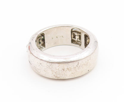 925 Sterling Silver Vintage Ring Channel Set CZ Classic Wide Band  Sz 8  RG35082