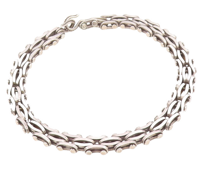 925 Sterling Silver Vintage Necklace Solid Modernist Biker Choker Heavy  NE4819