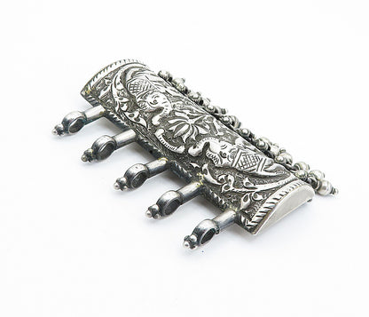 925 Sterling Silver  Vintage Antique Ornate Elephants Slide Pendant  PT5961