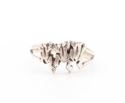 925 Sterling Silver Vintage Ring Designer Jumping Frogs Cutout  Sz 9  RG32865