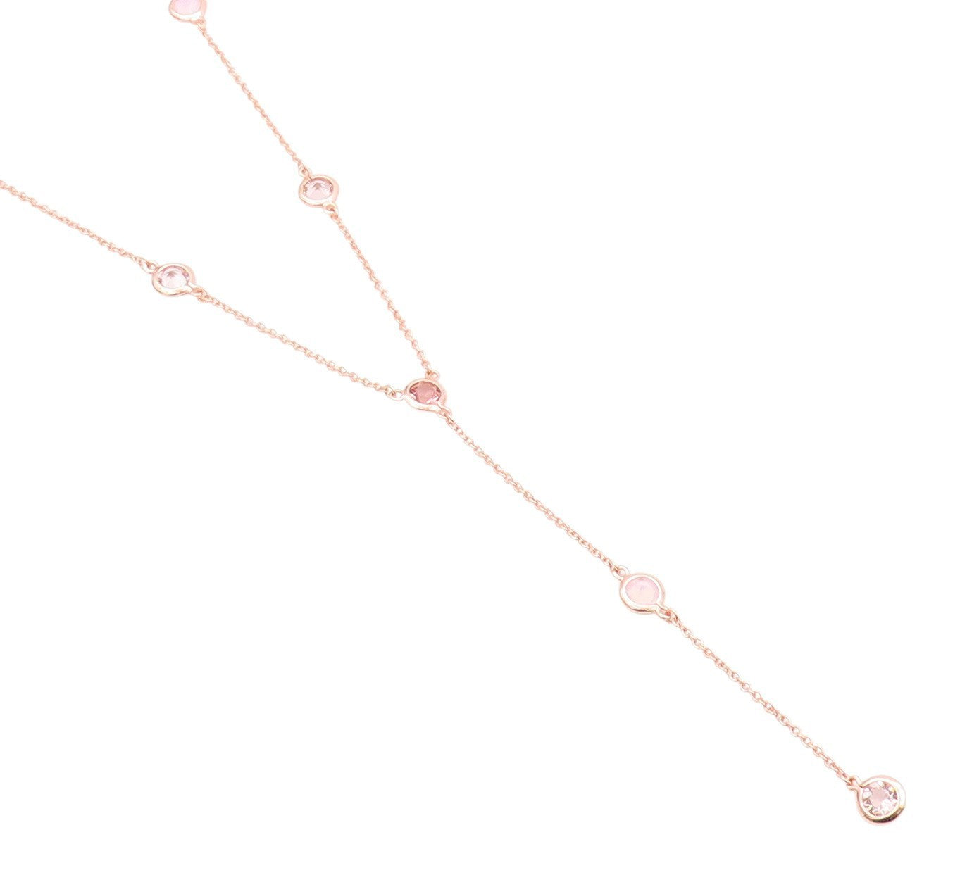 925 Sterling Silver Vintage Necklace Rose Gold Plated Gemstones Drop  NE4508