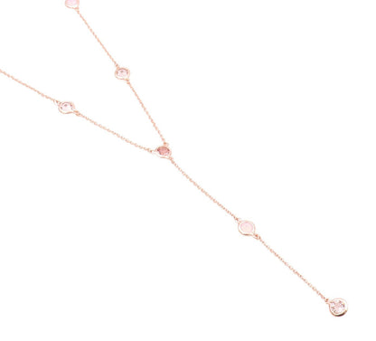 925 Sterling Silver Vintage Necklace Rose Gold Plated Gemstones Drop  NE4508