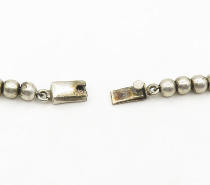 MEXICO 925 Sterling Silver  Vintage Minimalist Beaded Chain Necklace  NE2549
