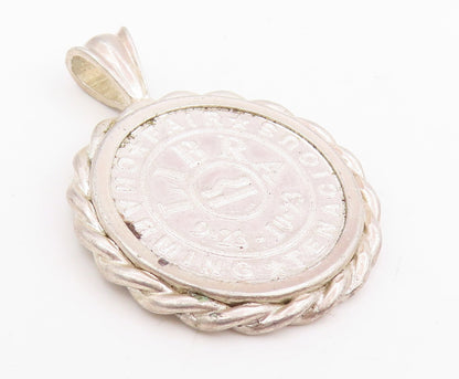 925 Sterling Silver Vintage Pendant Libra Zodiac Rope Edge Medallion  PT25760