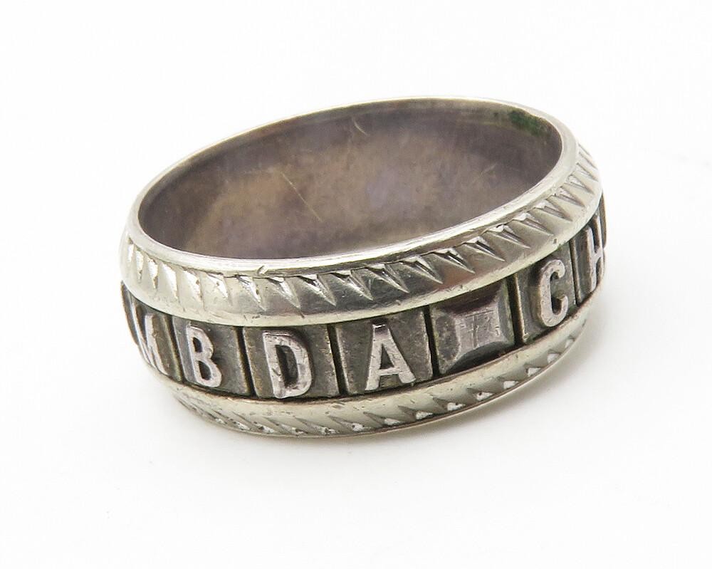 925 Sterling Silver  Vintage Sigma Lambda Chi Etched Band Ring Sz 6  RG11870