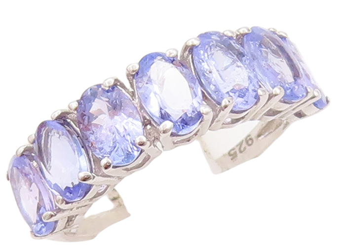 925 Sterling Silver Vintage Ring Oval Cut Tanzanite Band  Sz 7  RG29749
