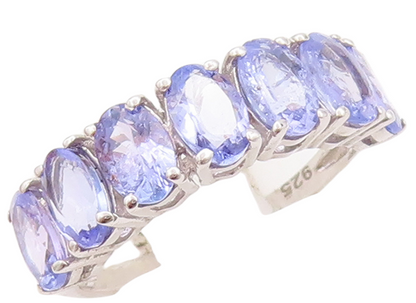 925 Sterling Silver Vintage Ring Oval Cut Tanzanite Band  Sz 7  RG29749