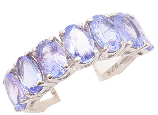 925 Sterling Silver Vintage Ring Oval Cut Tanzanite Band  Sz 7  RG29749