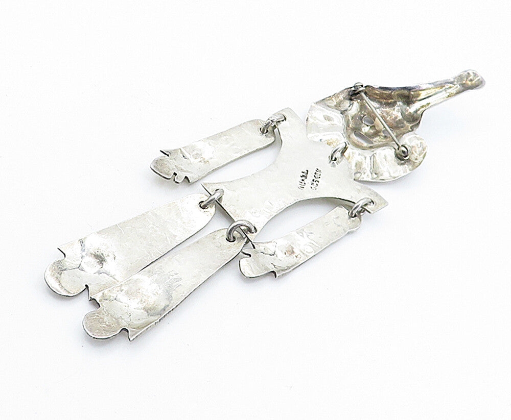 MEXICO 925 Sterling Silver  Vintage Dancing Clown Brooch Pin (MOVES)  BP2624