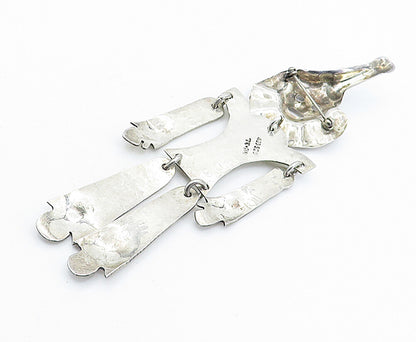 MEXICO 925 Sterling Silver  Vintage Dancing Clown Brooch Pin (MOVES)  BP2624