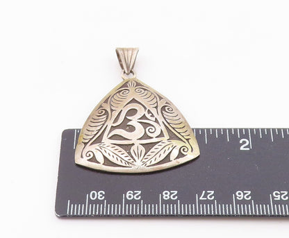 925 Sterling Silver  Vintage Om Spiritual Symbol Two Tone Pendant  PT16037