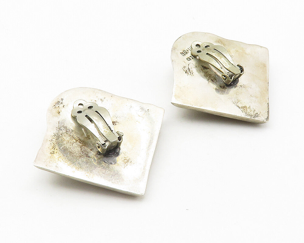 MEXICO 925 Silver  Vintage Two Tone Rope Twist Non Pierce Earrings  EG5649