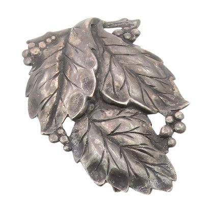 925 Sterling Silver Vintage Brooch DANECRAFT Etched Grape Leaves Pin  BP12126