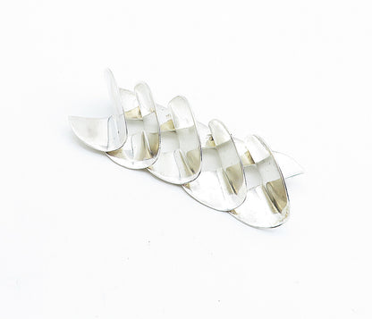 MEXICO 925 Sterling Silver  Vintage Shiny Modernist Bows Brooch Pin  BP2731