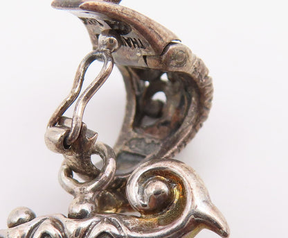 18K Gold & 925 Sterling Silver Vintage Pendant BIXBY Letter P Vine Leaf  PT26509