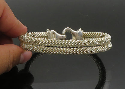 ESPO SIG 925 Sterling Silver  Vintage Double Mesh Hook Bangle Bracelet  BT8701