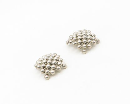 MEXICO 925 Sterling Silver  Vintage Shiny Bubble Non Pierce Earrings  EG9048