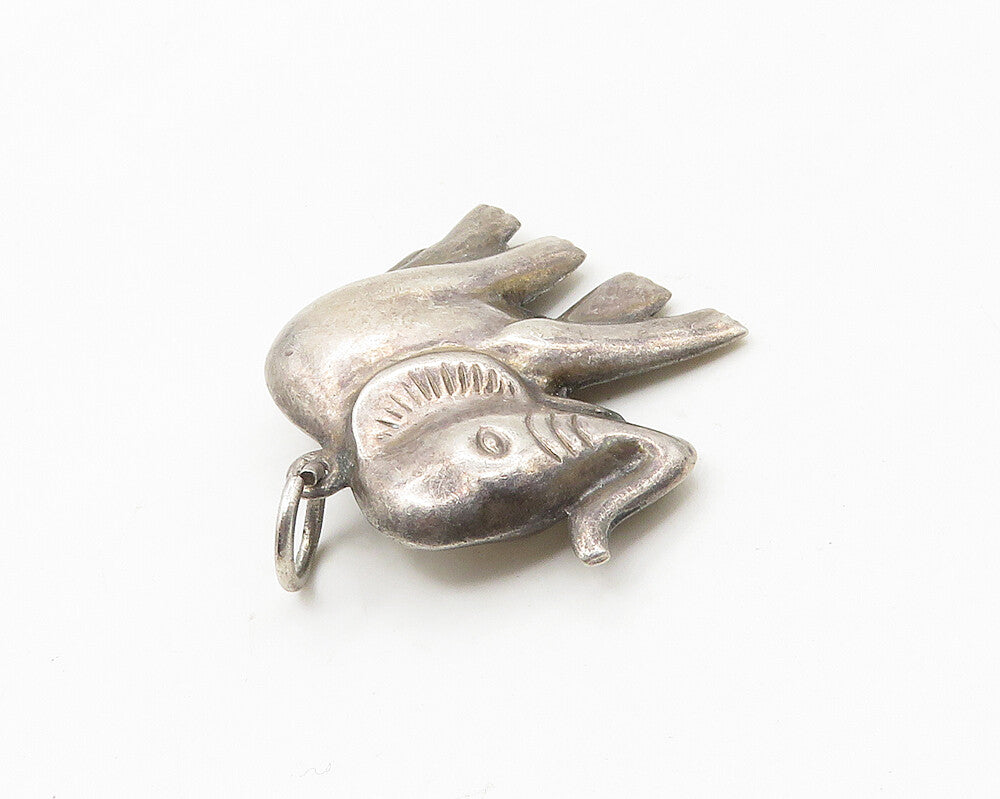 925 Sterling Silver  Vintage Shiny Hollow Elephant Drop Pendant  PT14489