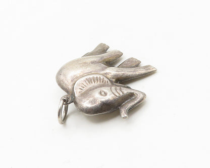 925 Sterling Silver  Vintage Shiny Hollow Elephant Drop Pendant  PT14489