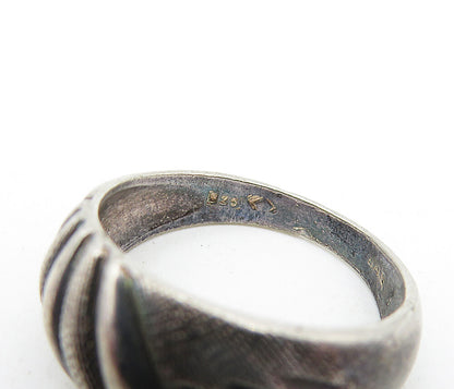 925 Sterling Silver  Vintage Dark Tone Fluted Etched Band Ring Sz 6  RG5135