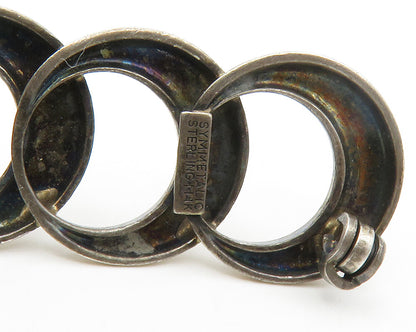 SYMMETALIC 925 Silver & 14K GOLD  Vintage Open Circles Brooch Pin  BP5288