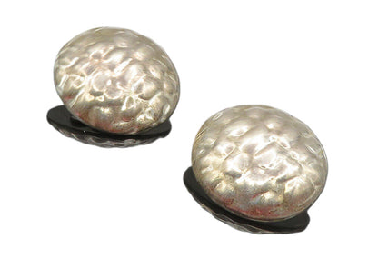 MEXICO 925 Silver  Vintage Dark Tone Non Pierce Button Drop Earrings  EG4678
