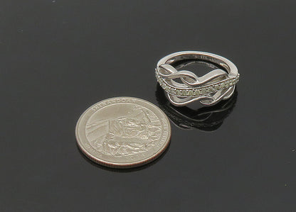 925 Silver  Vintage Genuine Diamonds Split Swirl Band Ring Sz 7  RG21455