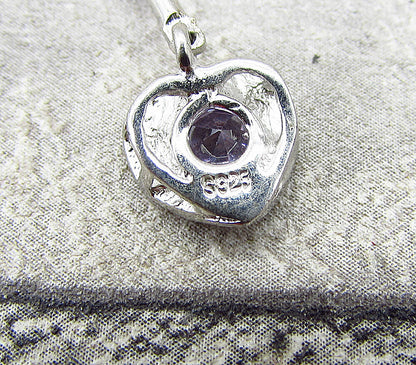 925 Sterling Silver  Amethyst & White Cubic Zirconia Love Drop Pendant  PT1527