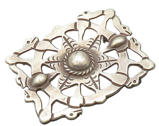 TAXCO 925 Sterling Silver  Vintage Antique Etched Star Brooch Pin  BP8138