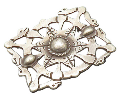 TAXCO 925 Sterling Silver  Vintage Antique Etched Star Brooch Pin  BP8138