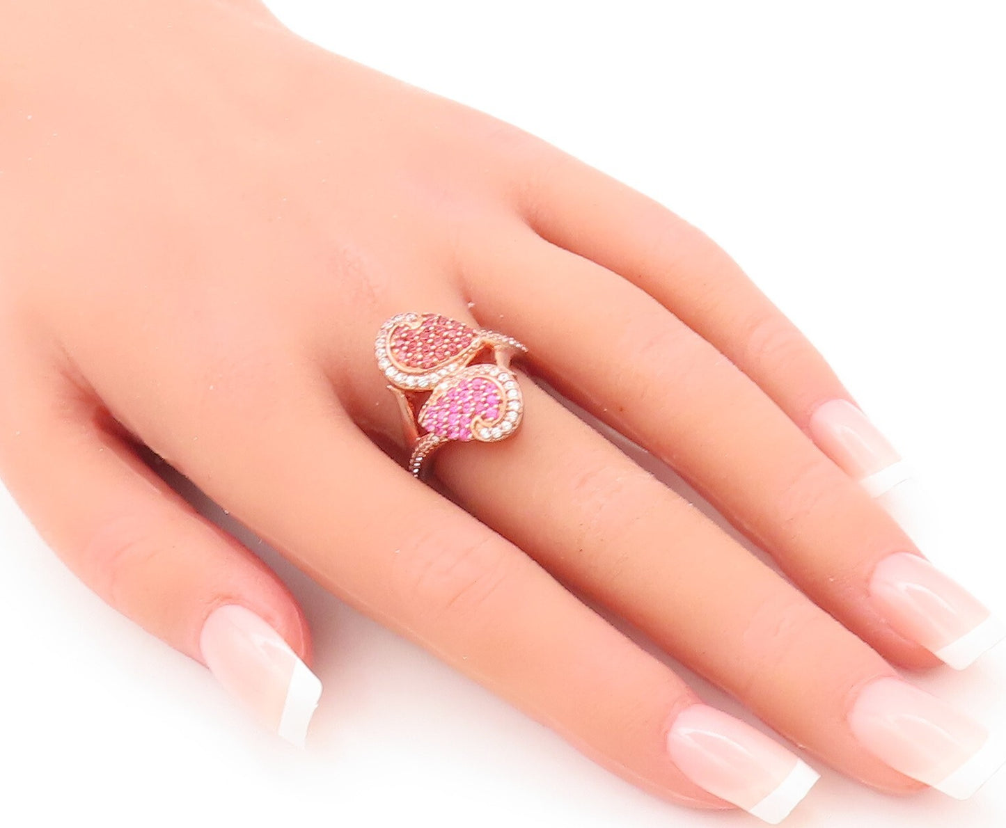 925 Sterling Silver Vintage Ring Rose Gold Plated Sapphire  Sz 7  RG29781