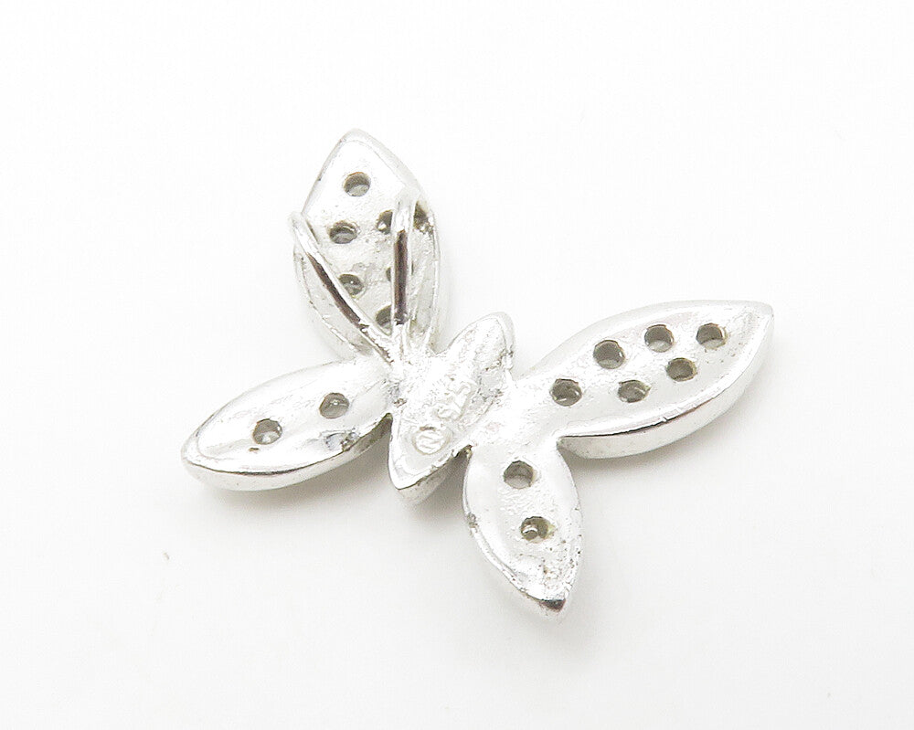 925 Sterling Silver  Shiny Petite Topaz Butterfly Motif Pendant  PT10986