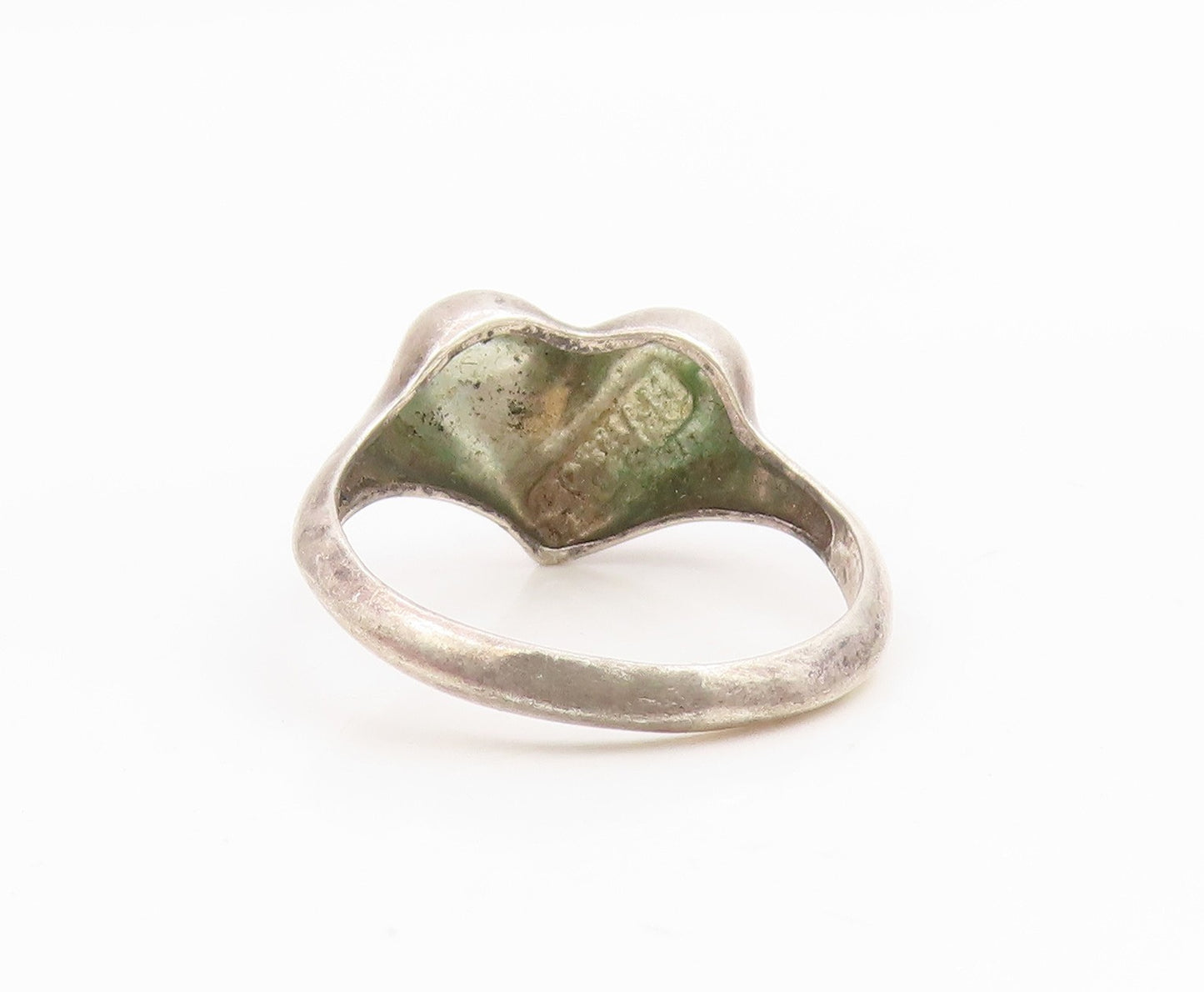 925 Sterling Silver Vintage Ring Carved Rose Floral Love Heart  Sz 8  RG34901