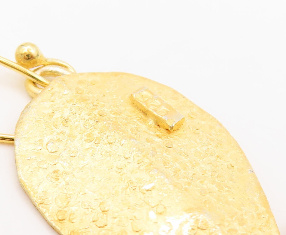 925 Sterling Silver Vintage Earrings Gold Plated Designer Drop Leaves  EG13322
