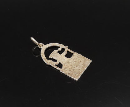 925 Sterling Silver  Vintage Carved Dancer With Number 12 Pendant  PT21741
