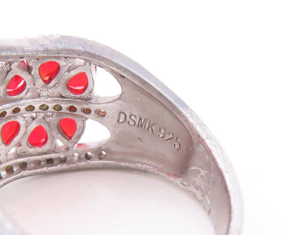 925 Sterling Silver Vintage Ring Marquise Cut 2 Tone CZ  Sz 7  RG29258
