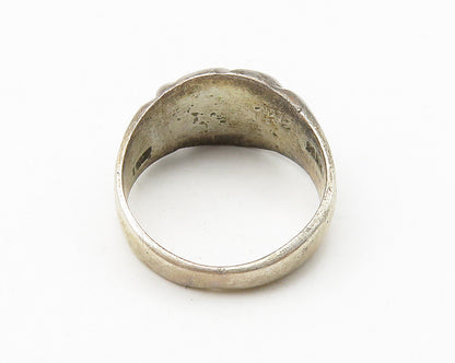 MEXICO 925 Sterling Silver  Vintage Dark Tone Dome Band Ring Sz 9  RG10578