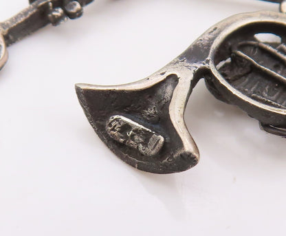 925 Sterling Silver Vintage Brooch Musical Notes & Instrument Charm Pin  BP12058