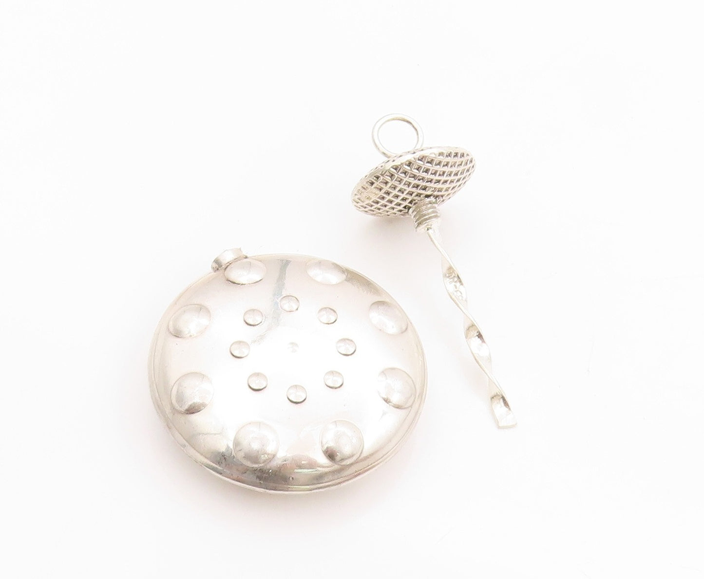 925 Sterling Silver Vintage Pendant Heavy Solid Perfume Bottle OPENS  PT24793