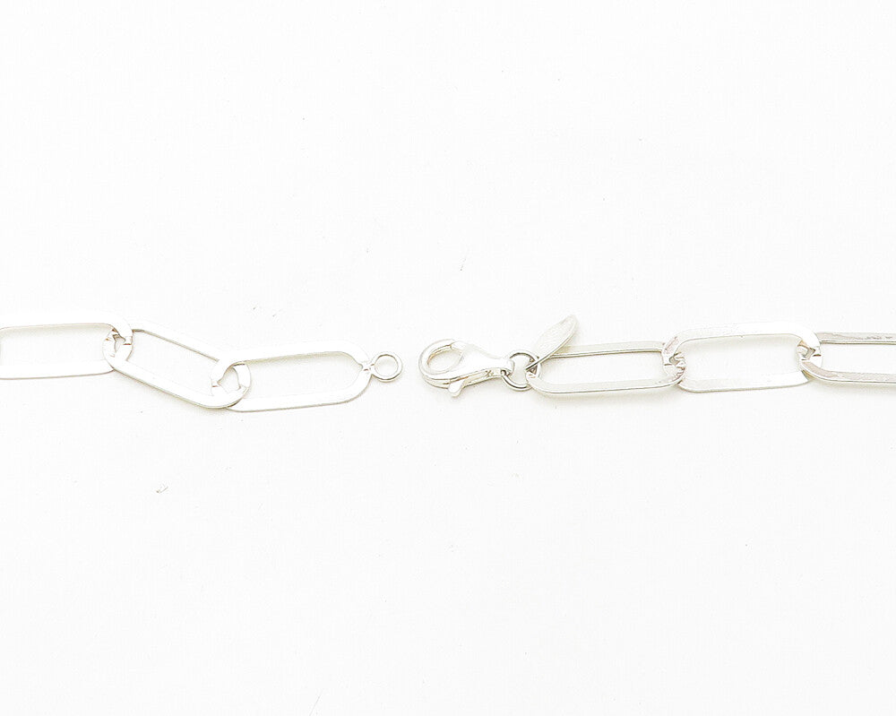 PAOLA VALENTINI 925 Silver  Vintage Jasper Two Tone Chain Necklace  NE2896