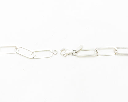 PAOLA VALENTINI 925 Silver  Vintage Jasper Two Tone Chain Necklace  NE2896