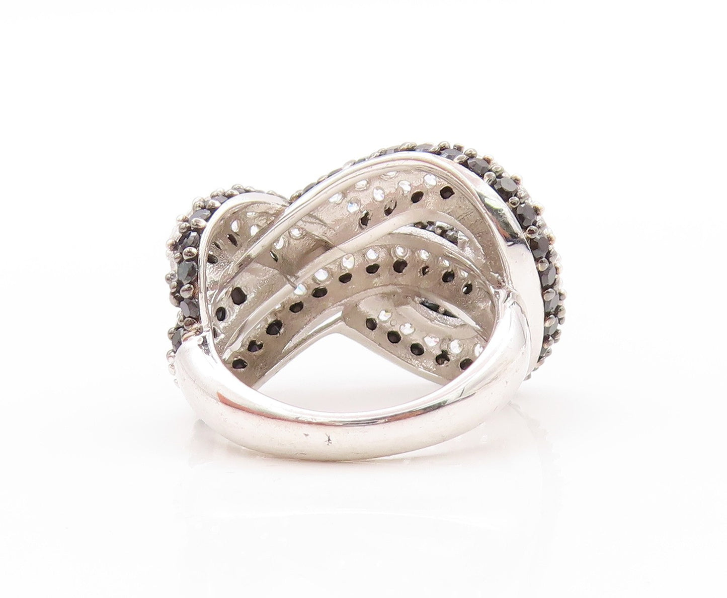 925 Sterling Silver Vintage Ring Modernist CZ Spinel Infinity Knot  Sz 7 RG32890