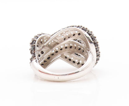 925 Sterling Silver Vintage Ring Modernist CZ Spinel Infinity Knot  Sz 7 RG32890