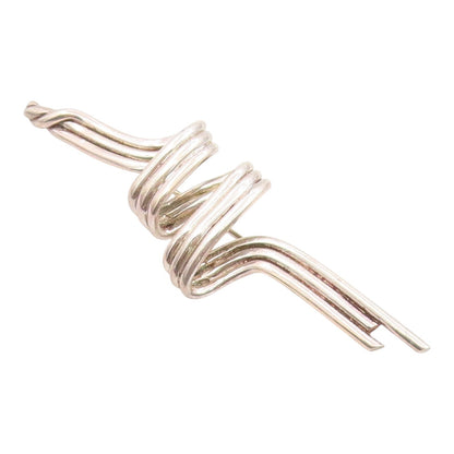 925 Sterling Silver Vintage Brooch Pin Classic Twisted Wire Fluid Wave  BP12613