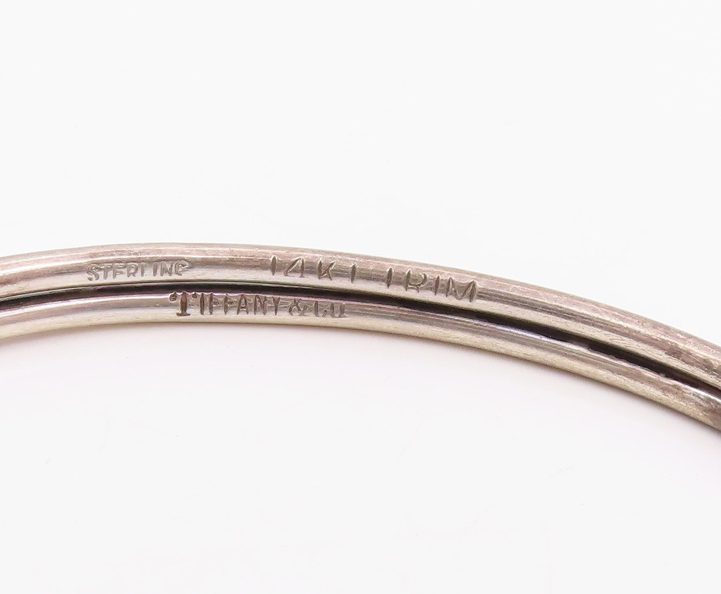 18K Gold & 925 Sterling Silver Vintage Bracelet TIFFANY & CO Bangle  BT11939