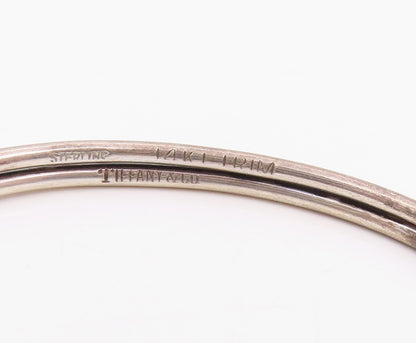 18K Gold & 925 Sterling Silver Vintage Bracelet TIFFANY & CO Bangle  BT11939