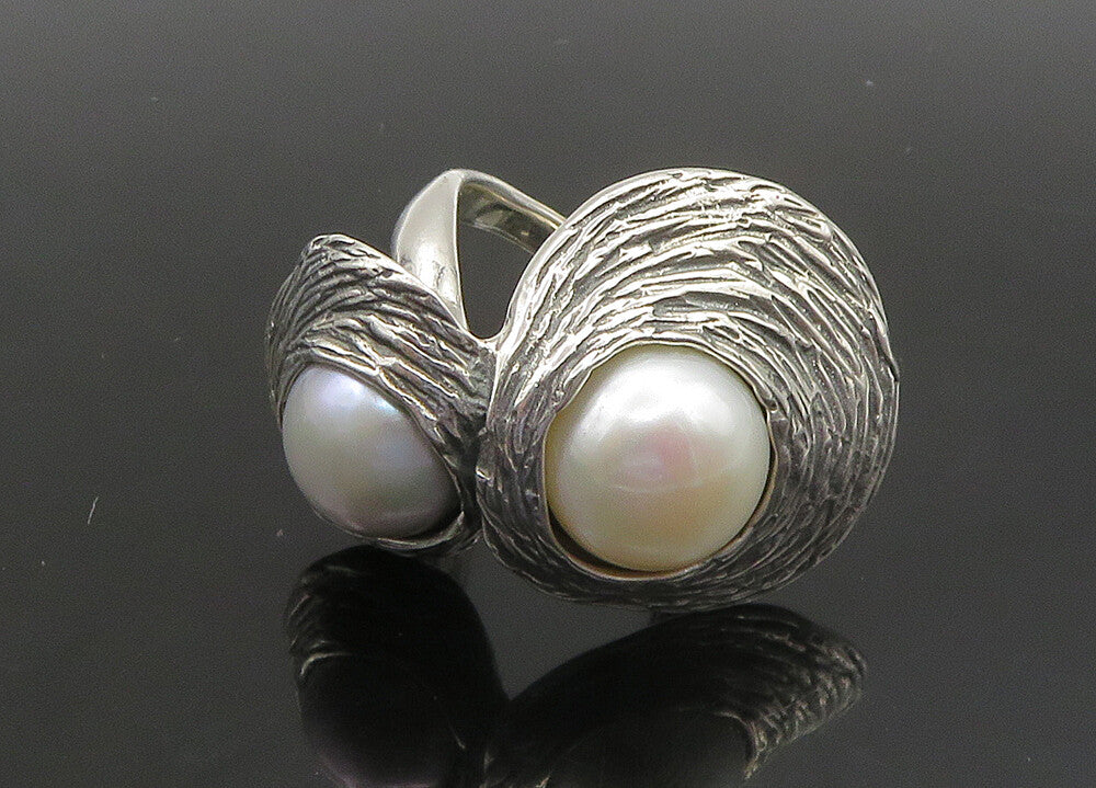 HAGIT GORALI ISRAEL 925 Silver  Vintage Shiny Pearls Band Ring Sz 7.5  RG23523