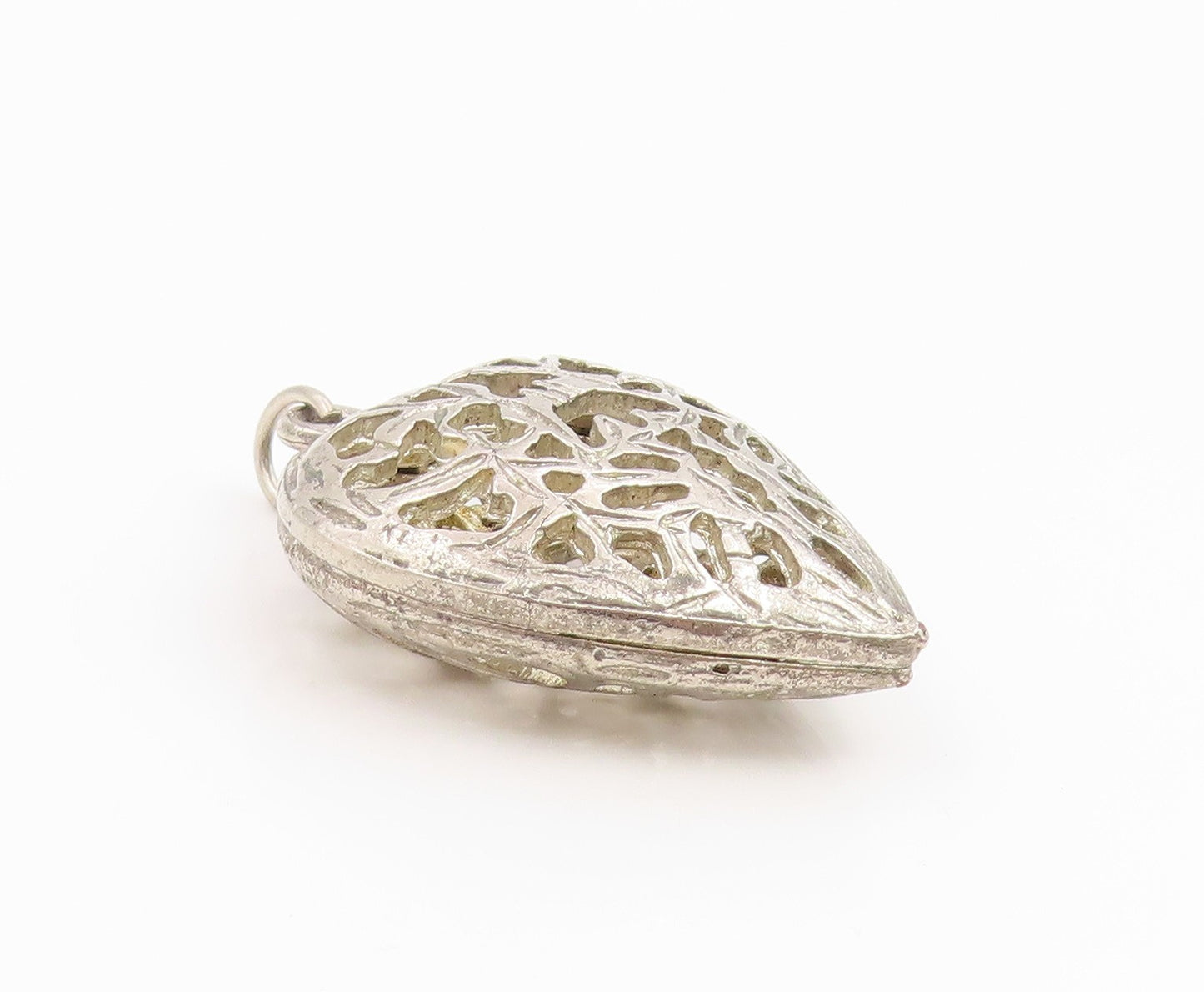 925 Sterling Silver Vintage Pendant Etched Openwork Love Heart OPENS  PT25955