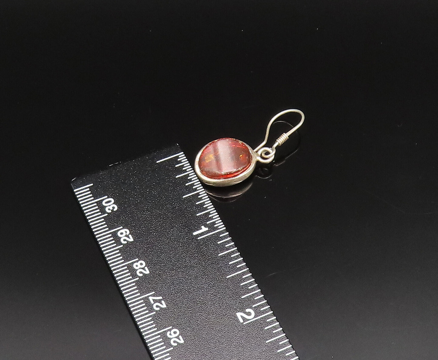 925 Sterling Silver  Vintage Oval Cabochon Baltic Amber Earrings  EG11743